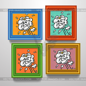 Frames with comic book explosion on pictures - vector image