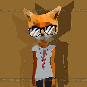 Cute fashion Hipster Animals pets, vector illustr - vector image