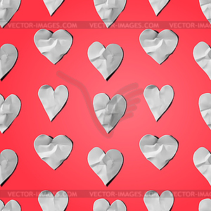 Paper hearts - seamless art craft pattern - vector image