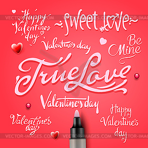 Set Of Happy Valentine`s Day Hand Lettering - vector clipart