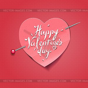 Valentine`s Day card with paper heart shaped - vector clip art