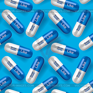 Social media addiction, seamless pills pattern - vector clip art