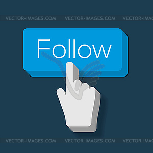 Follow Me Button with Hand Shaped Cursor - vector clipart