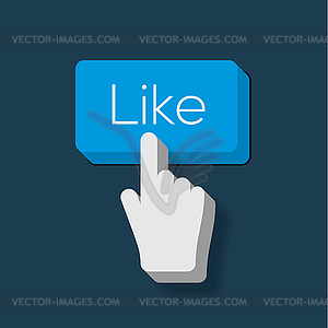 Like us Button with Hand Shaped Cursor - vector image