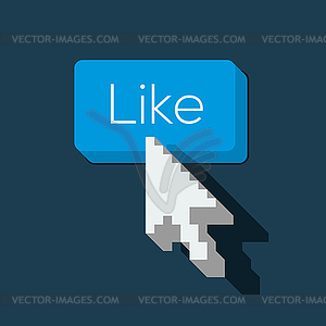 Like us Button with Arrow Shaped Cursor - vector image