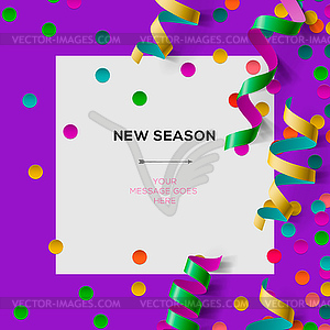 New season invitation template with party confetti - vector clipart
