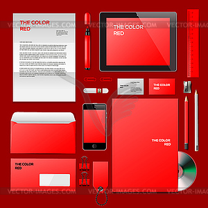 Red Corporate ID mockup - color vector clipart