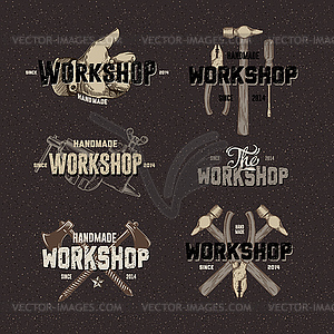 Vintage Workshop conceptual labels - color vector clipart