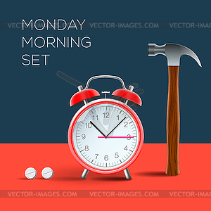 Concept - I hate monday morning - vector clipart