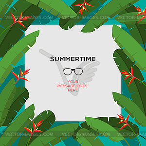 Summer tropical template with palm leaves - vector image