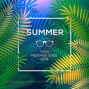 Summer tropical concept, paradise with palm leaves - vector clipart