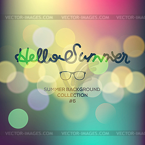 Hello summer, summertime blurred background - vector image