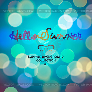 Hello summer, summertime blurred background - vector image