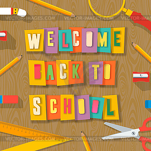 Back to school background - collage paper craft - vector clipart