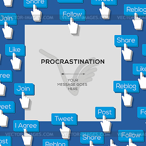 Concept for procrastination with social media - vector clip art