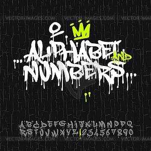 Graffiti alphabet and numbers - vector image