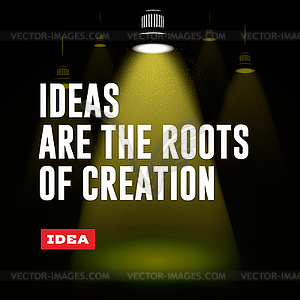 Idea concept. Text with yellow rays of light. Vecto - vector image