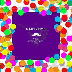 Party time design template with confetti - vector image