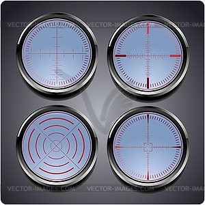 Set of four different crosshairs - vector image