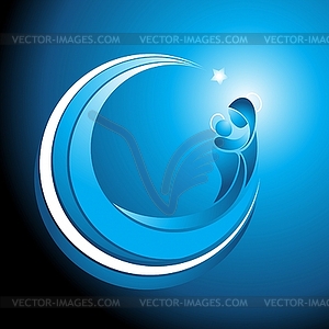 Christmas icon of Mary with baby Jesus - vector image