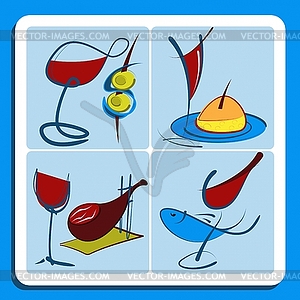 Colorful doodle sketches of Spanish wine - vector clipart