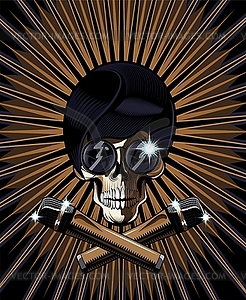 Pop star skull - color vector clipart