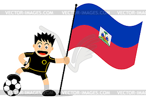 Soccer player with flag of haiti - vector clipart