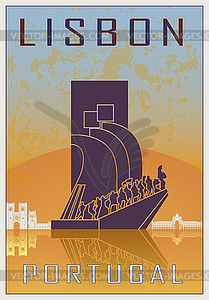 Lisbon vintage poster - vector image