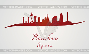 Barcelona skyline in red - vector clipart