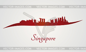 Singapore skyline in red - color vector clipart