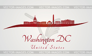 Washington DC skyline in red - vector image