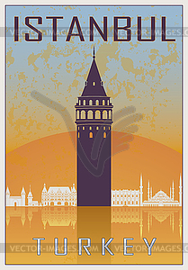 Istanbul vintage poster - vector image