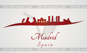 Madrid skyline in red - vector clipart