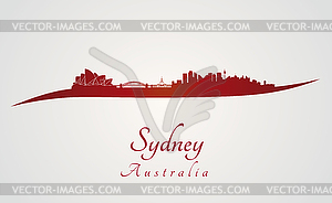 Сидней горизонт в красном - изображение в векторном формате