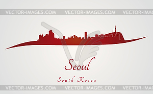 Сеул горизонты в красном - векторный клипарт Royalty-Free