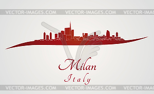 Milan skyline in red - vector image