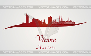 Vienna skyline in red - vector clipart