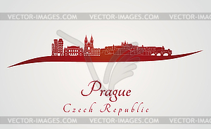 Prague skyline in red - vector image