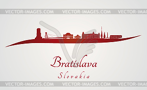 Bratislava skyline in red - vector clipart