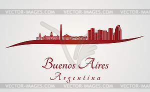 Buenos Aires skyline in red - vector clipart