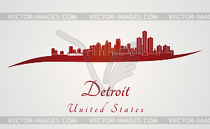 Detroit skyline in red - vector clip art