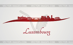 Luxembourg skyline in red - vector image