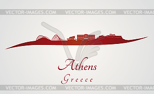 Athens skyline in red - vector clipart