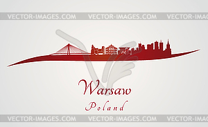 Warsaw skyline in red - vector clipart