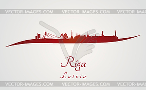 Riga skyline in red - vector clipart