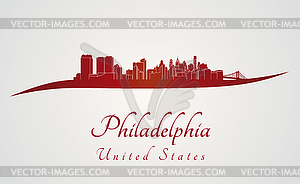 Philadelphia skyline in red - vector clipart / vector image