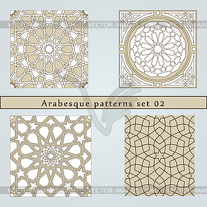 Set of four arabesque seamless pattern - vector image