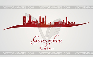 Guangzhou skyline in red - royalty-free vector clipart