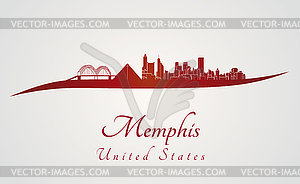 Memphis skyline in red - vector image