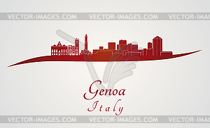 Genoa skyline in red - vector clipart / vector image
